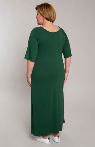 Ilga tamsiai žalios spalvos suknelė