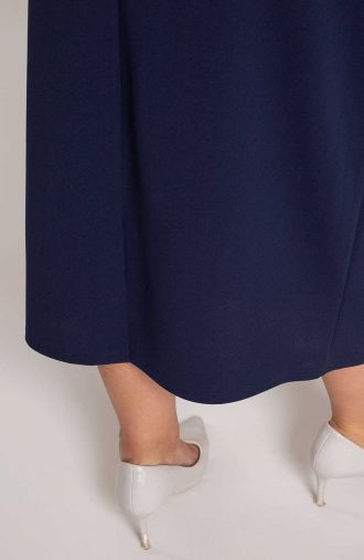 Elegantiškas ilgas tamsiai mėlynas sijonas