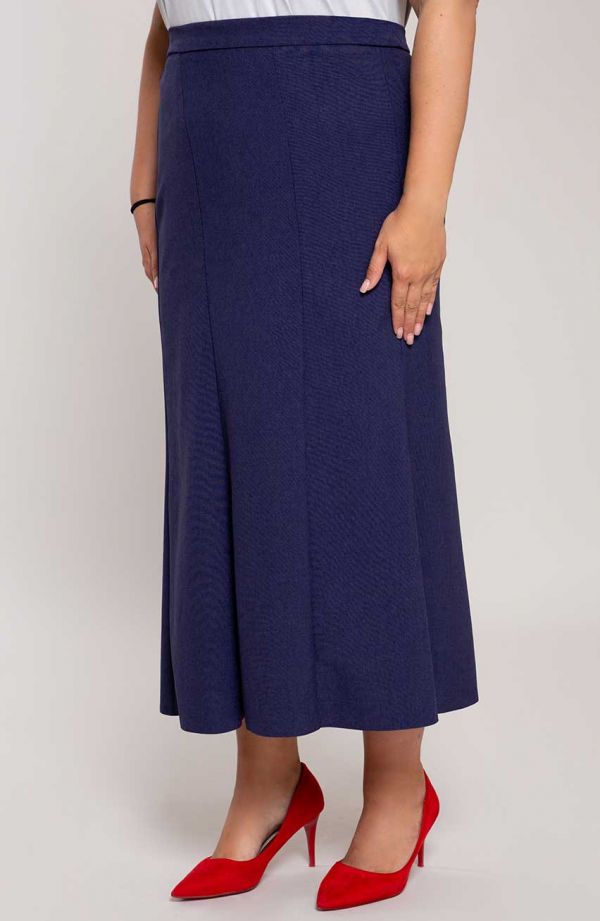 Klasikinis tamsiai mėlynas lininis sijonas