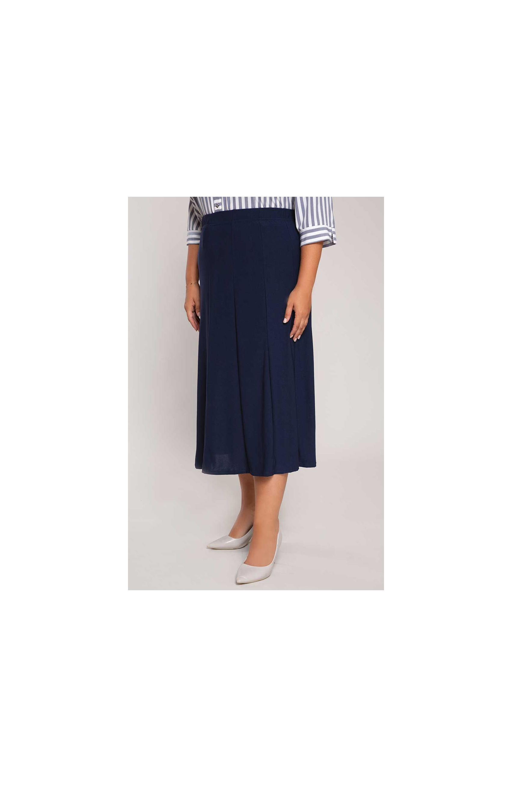 Jūrinės mėlynos spalvos pleištinis sijonas