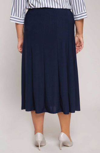 Jūrinės mėlynos spalvos pleištinis sijonas