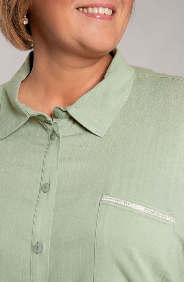 Lininiai pistacijų spalvos marškiniai
