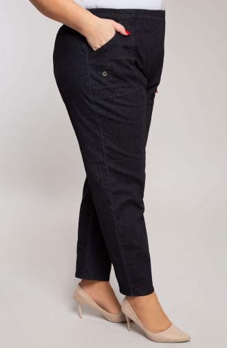 Ilgos juodo džinso kelnės su kišenėmis