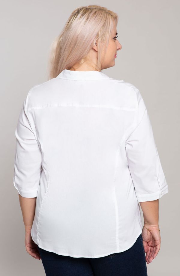 Klasikiniai balti marškiniai su 3/4 rankovėmis