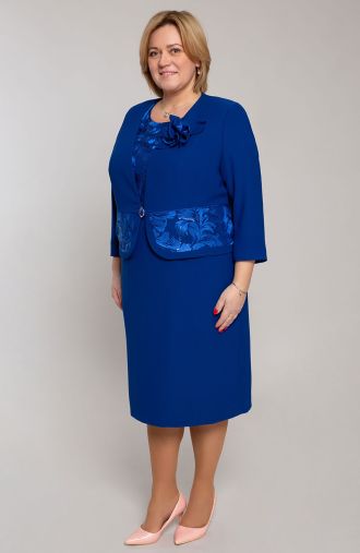 Iškilmingas rugiagėlių mėlynos spalvos kostiumėlis