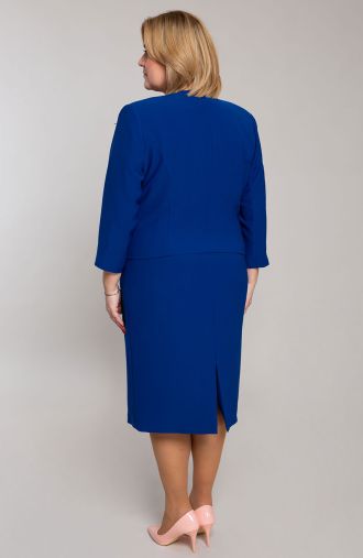 Iškilmingas rugiagėlių mėlynos spalvos kostiumėlis