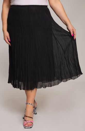 Juodos spalvos klostuotas sijonas