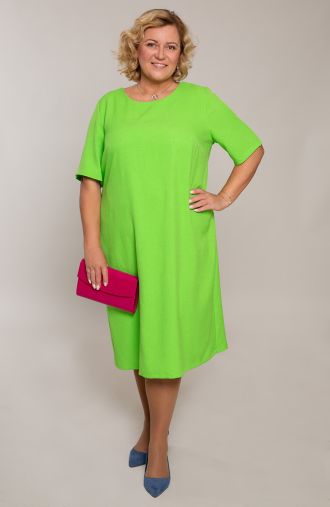 Lininė žalia suknelė su užtrauktuku