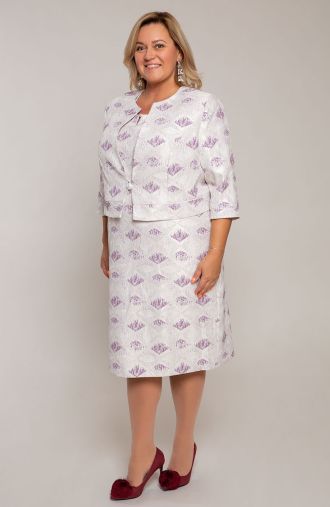 Elegantiškas kostiumėlis su violetiniais rombais