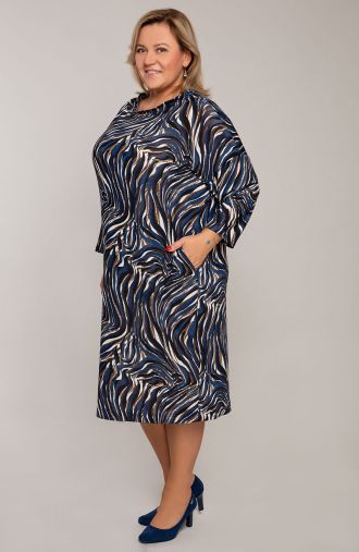 Elastinga mėlyno zebro rašto suknelė