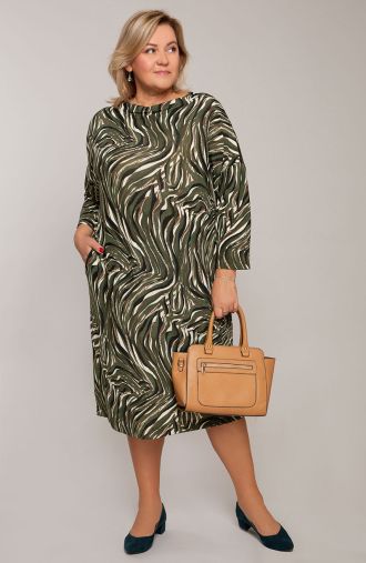 Elastinga žalio zebro rašto suknelė