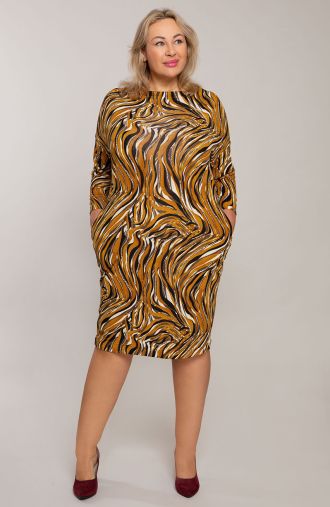 Elastinga oranžinio zebro rašto suknelė