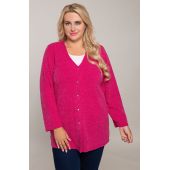 Rožinės spalvos megztinis su sagomis