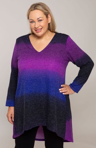 Ilgas megztinis violetinės spalvos ombre