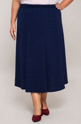 Megztas tamsiai mėlynos spalvos sijonas