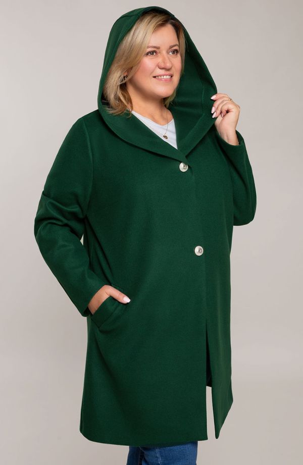 Klasikinis žalias paltas su sagomis