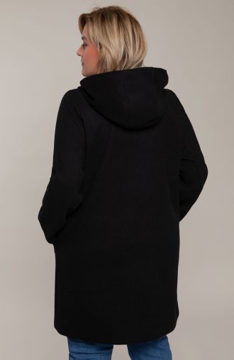 Klasikinis juodas paltas su sagomis