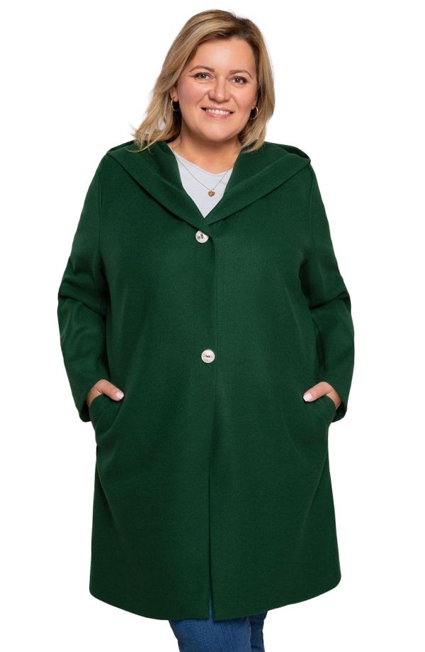 Klasikinis žalias paltas su sagomis