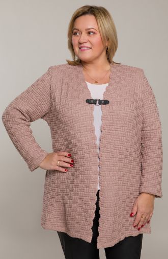 Šiltas pudros rožinės spalvos megztinis