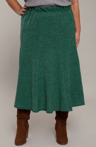 Platėjantis sijonas žalias melanžas