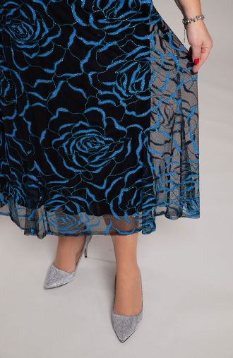 Dilga brokato suknelė mėlyna rožė