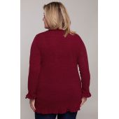 Vyšninės spalvos megztinis su raukinuku
