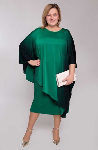 Asimetriška žalia ombre suknelė