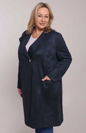 Tamsiai mėlynas paltas su kišenėmis