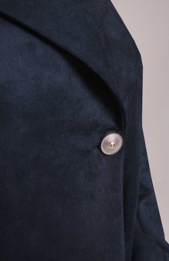 Tamsiai mėlynas paltas su kišenėmis