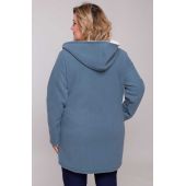 Mėlynas džemperis su dirbtiniu avikailiu