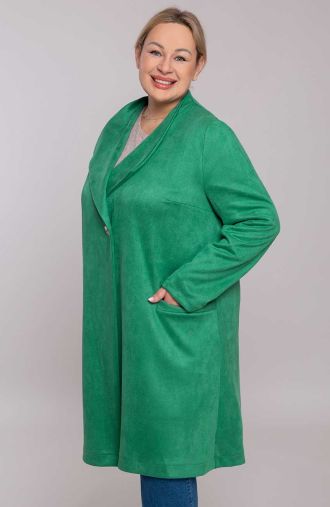 Žalias paltas su kišenėmis