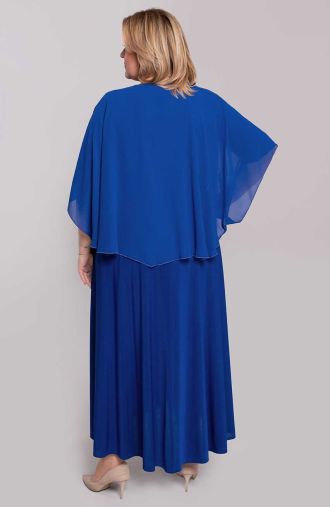 Ilga rugiagėlių mėlyna suknelė su mantile