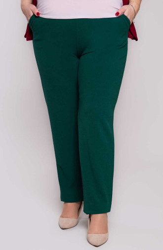 Žalios elegantiškos kelnės su kišenėmis