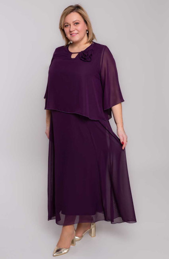 Elegantiška violetinė suknelė su pagražinimais