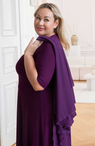 Ilga violetinė suknelė su mantile