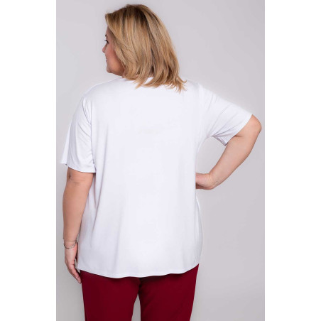 Balti paprasto trikotažo plius dydžio marškinėliai trumpomis rankovėmis | Madingi dideli dydžiai