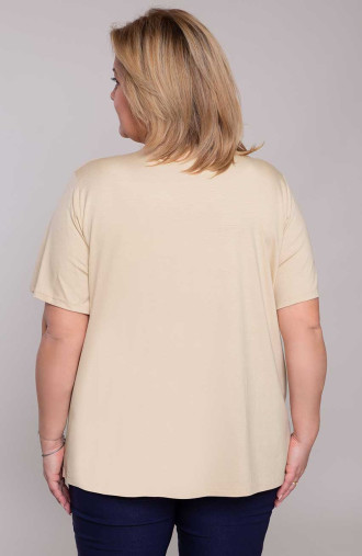 Smėlio spalvos megzti marškinėliai