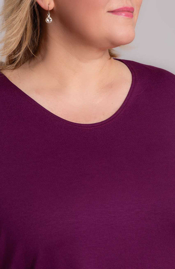 „Blueberry“ moteriški plius dydžio laisvalaikio megzti marškinėliai | Madingi dideli dydžiai