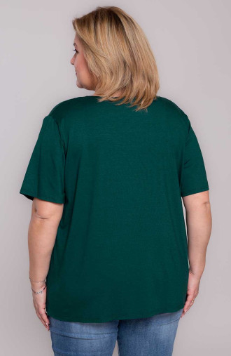 Buteliuko žalios spalvos megzti marškinėliai