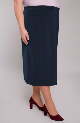 Klasikinis tamsiai mėlynas sijonas su siūlėmis
