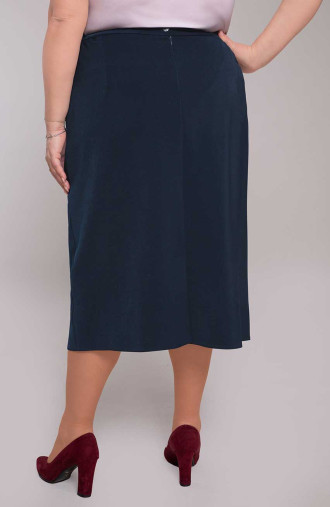 Klasikinis tamsiai mėlynas sijonas su siūlėmis