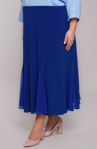 Rugiagėlių mėlynas sijonas su šifonu