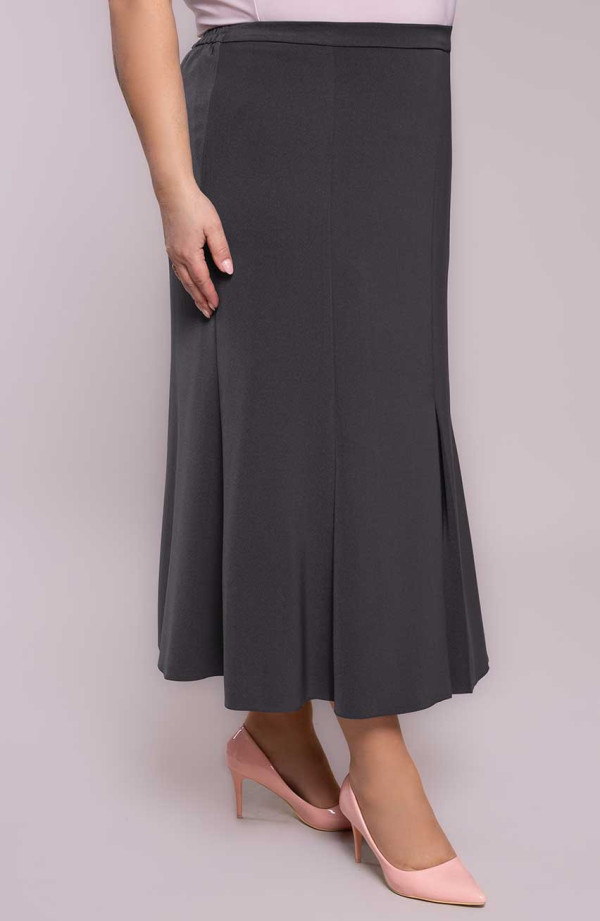 Pilkas tulpės formos sijonas su prapjova