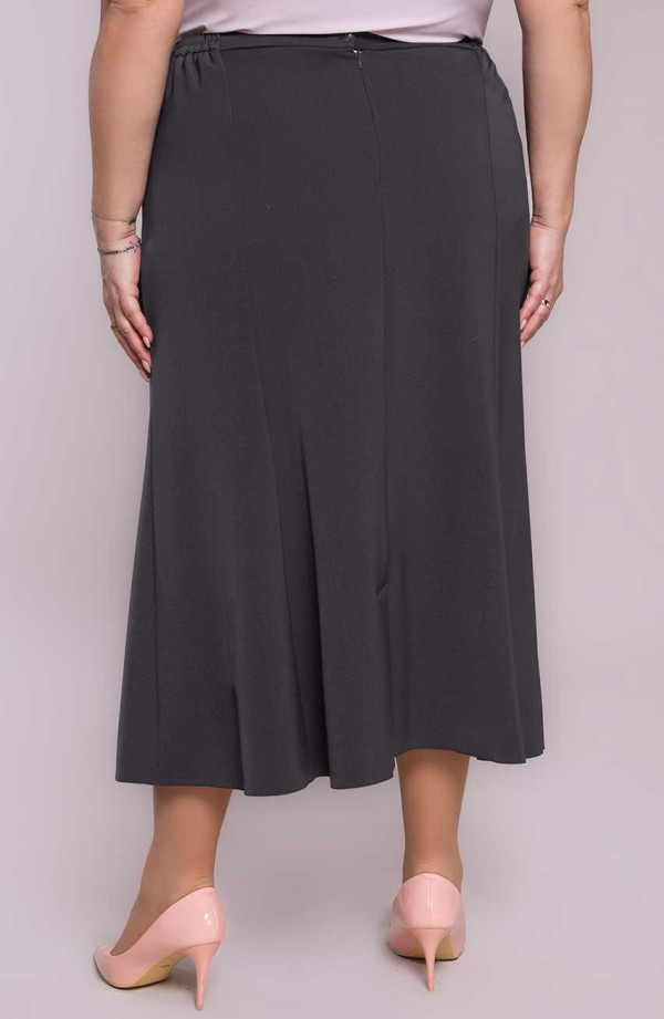 Pilkas tulpės formos sijonas su prapjova
