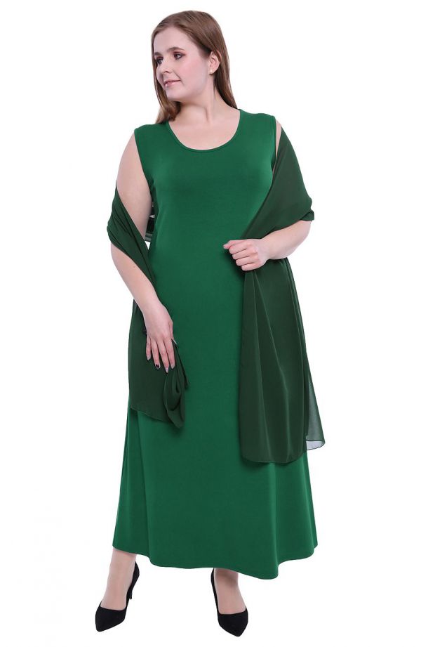 Tamsiai žalia maxi suknelė