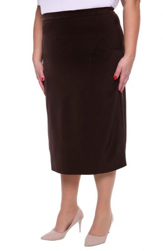 Klasikinis rudas sijonas su siūlėmis