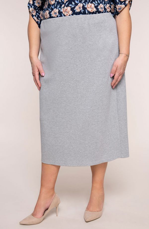 Ilgesnis elegantiškas šviesiai pilkas sijonas