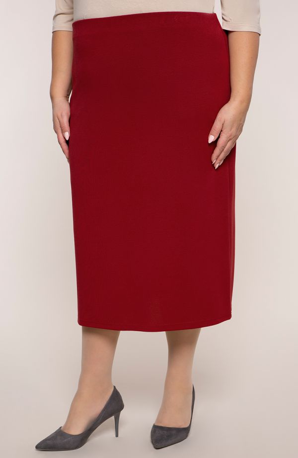 Ilgesnis elegantiškas bordo spalvos sijonas