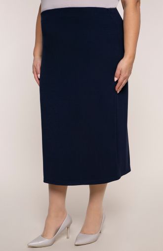 Ilgesnis elegantiškas tamsiai mėlynas sijonas