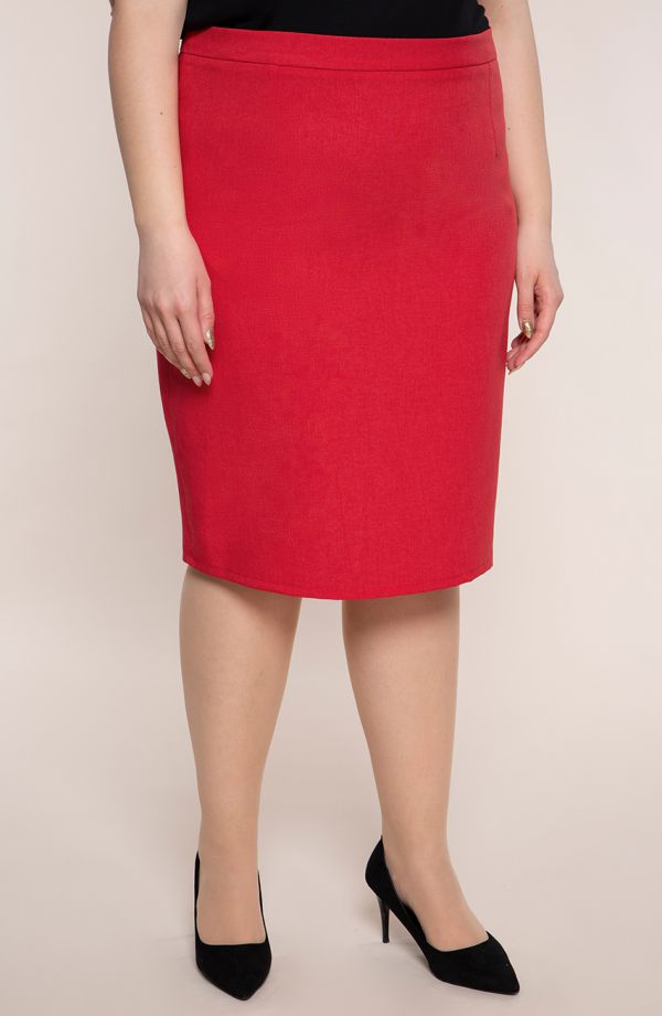 Raudonas klasikinis lininis sijonas